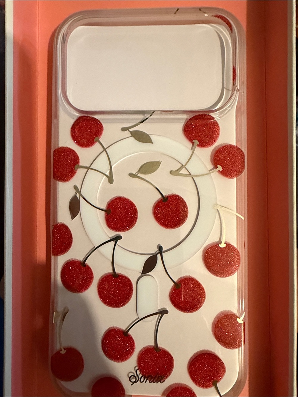 Sonix iPhone 17 Pro Max Cherry Glitter Clear Case - Red